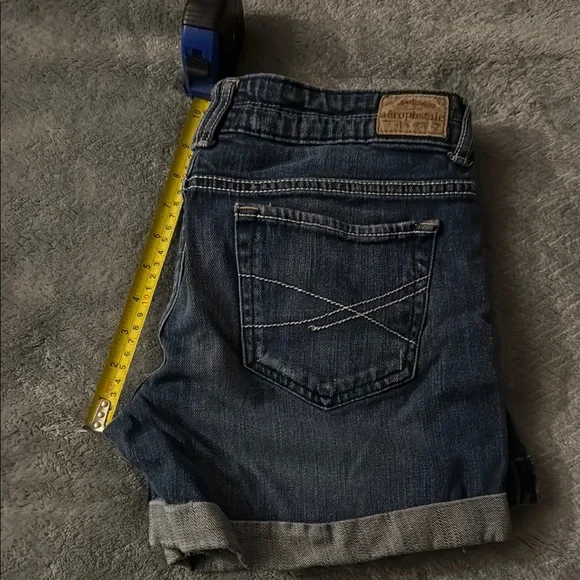 Aeropostale Blue Jean Shorts Cuffed Hem - Picture 3 of 6